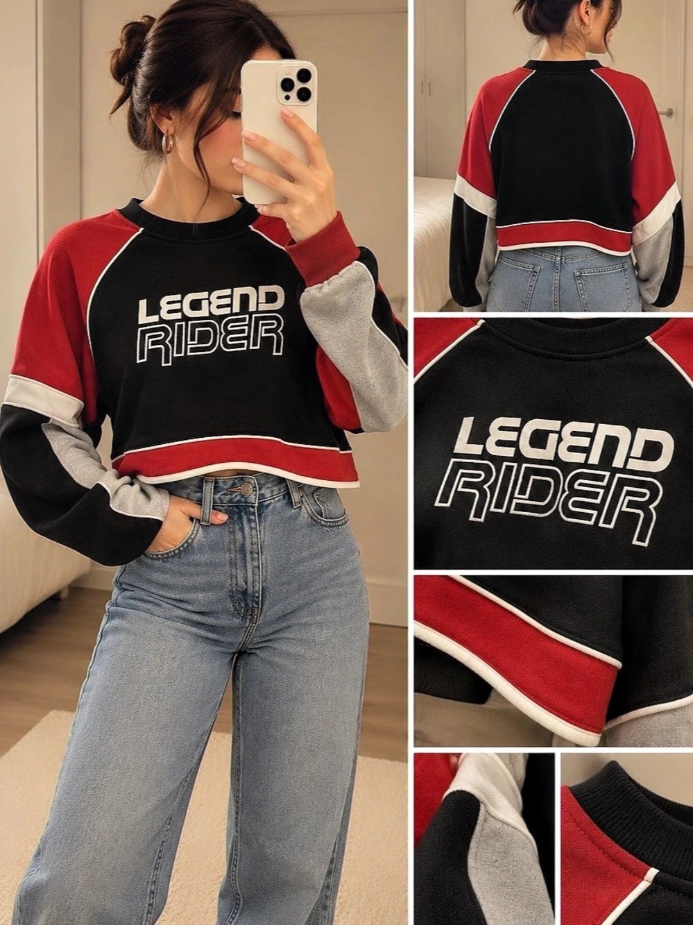Altar'd State Legend Rider Vintage Cropped Sweatshirt Color Block Sweatshirt